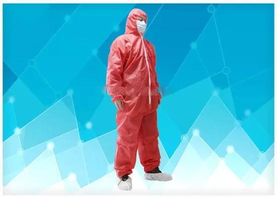 Silicone Free Disposable Protective Coverall Red Color High Structure Strength Non Allergic Disposable Work Coveralls