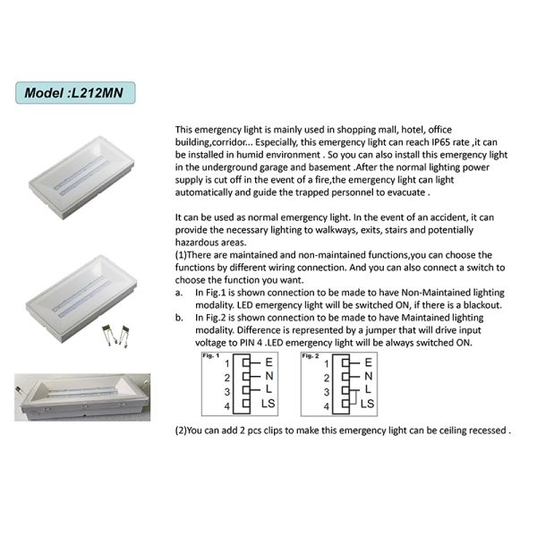 IP65 Rated LED Exit Sign with 3 Hours Emergency Time and Ni-Cd Battery Operated Emergency Exit Light