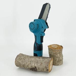 Заряжаемая беспроводная мини электрическая голубая бензопила деревообрабатывающая одноручная садовая