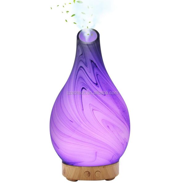 Handmade 100ML Glass Ultrasonic Electric Aroma Diffuser Cool Mist Aromatherapy Diffuser with Humidistat for Home Office Yoga SPA