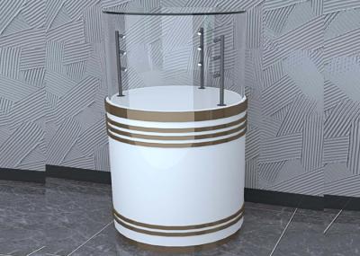 Casos de tela de vidro de madeira branco personalizado Forma redonda de moda Com iluminação de poste LED