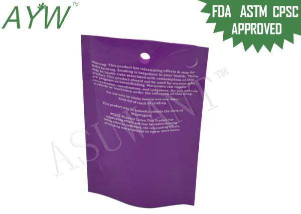 Custom Colorado Smell Proof Weed Bags With Eyeable Window / Zip Closure FDA