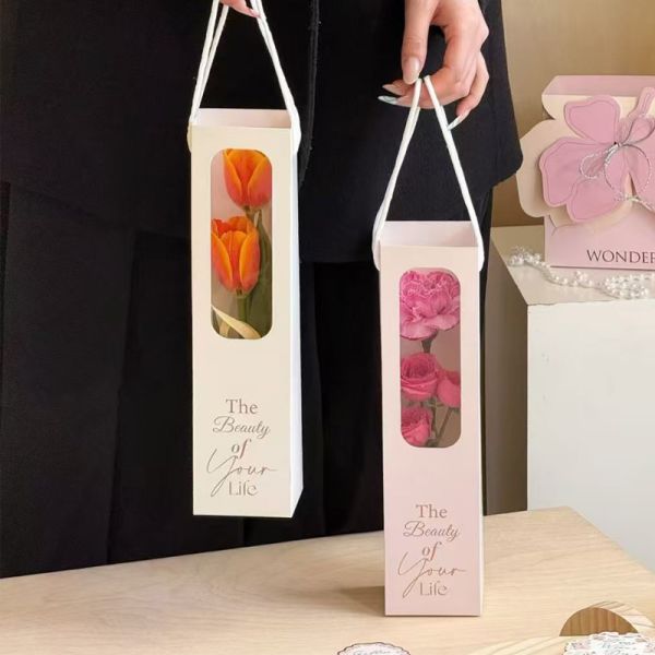 Sac à fleurs Package cadeau vitrine transparente Porte-bouquet à tiges uniques