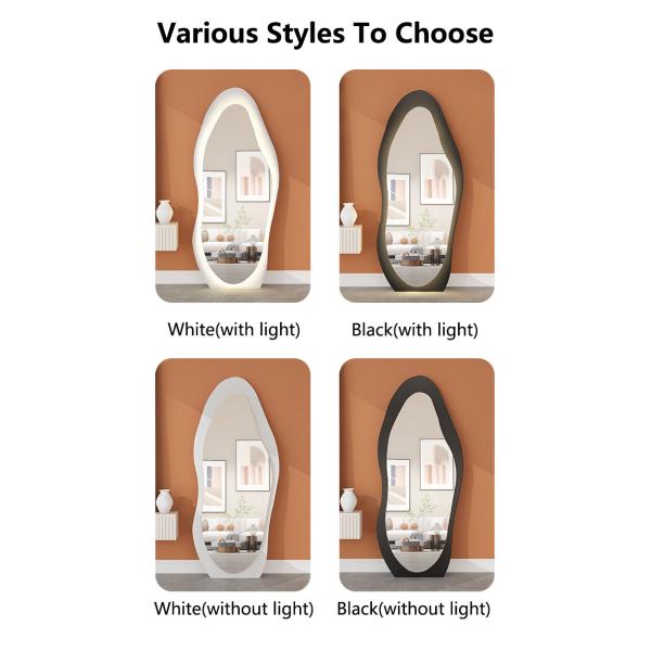 Floor Standing Large Arch Lighted Full Body Length Mirror with LED Lights in Silver