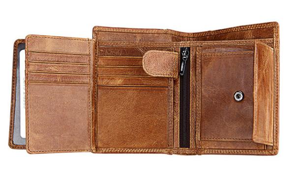13x10.2cm 0.2kg Mens PU Leather Wallet RFID Blocking Genuine Leather ISO9001