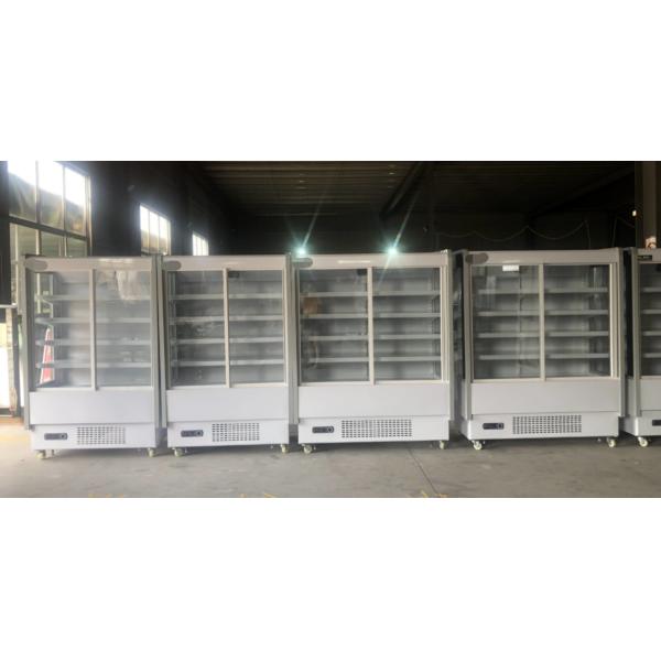 Supermarket Fruit Vegetable Shop Preservation Display Freezer With Door Curtain