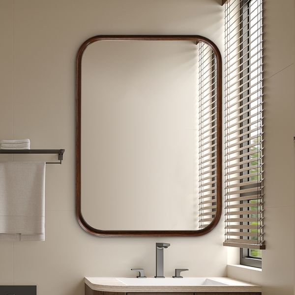 Rectangular Wooden Framed Bathroom Mirror 19*27inch 24*31inch Wall Hanging Installation