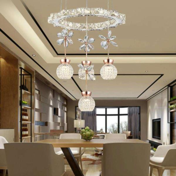Circle Round Modern Crystal Pendant Light For Indoor House Lighting Fixtures