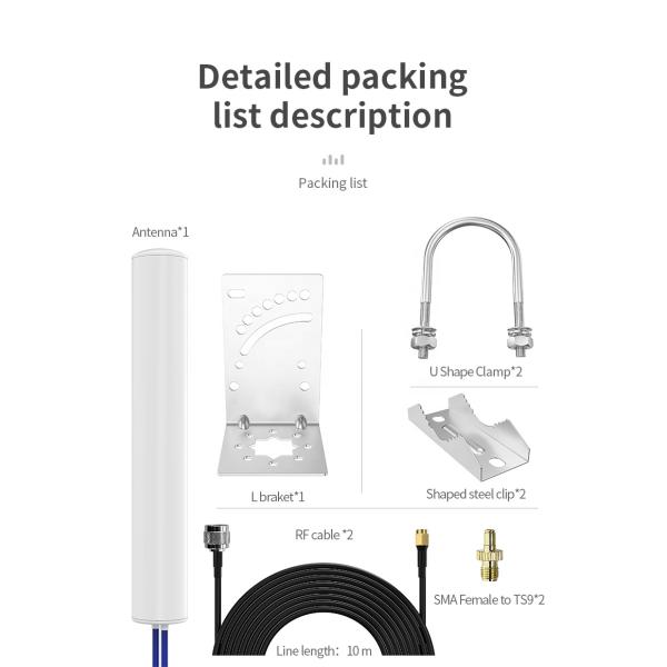 Antenna exterior Wifi de largo alcance de 50 km con tipo de polarización vertical y conector TS9