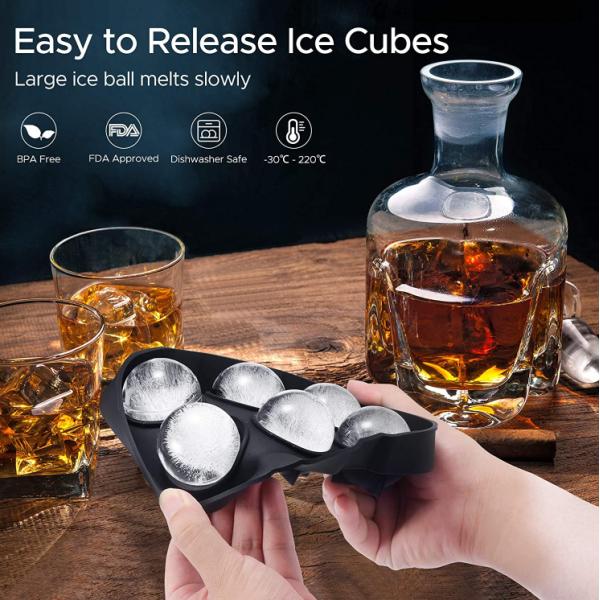 Effortlessly Make Whiskey Round Balls with Reusable Silicone Ice Cube Tray