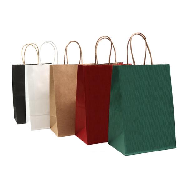 Logo Printed Handle Paper Bags reciclou para o empacotamento das compras na mercearia