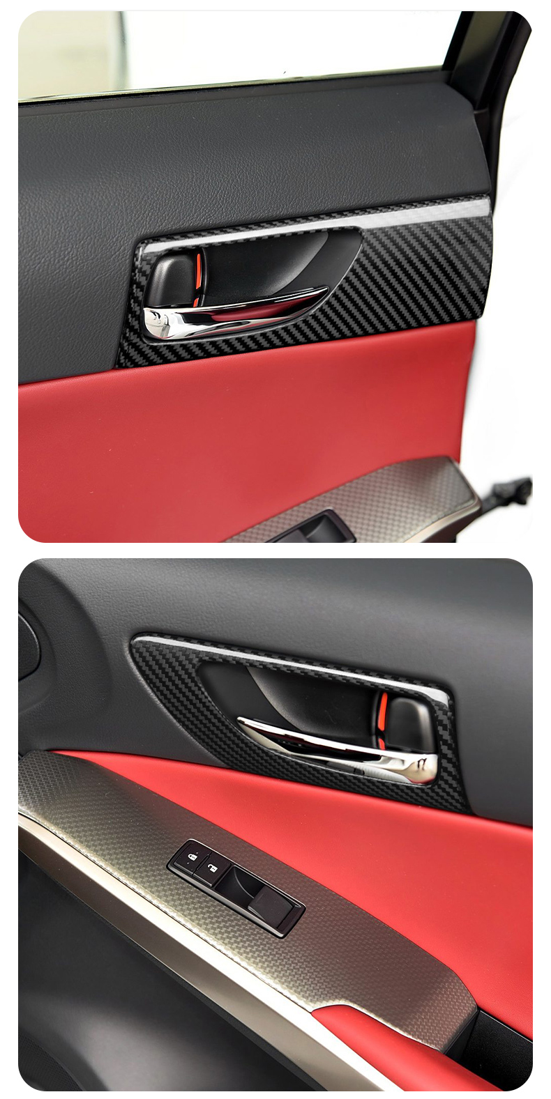 Dry Carbon Fiber Car Inner Handle Frame Cover for Lexus IS 13-19 Year