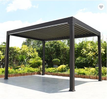 Adjustable Waterproof Retractable Roof Gazebo Aluminum Pergola With Adjustable Louvers