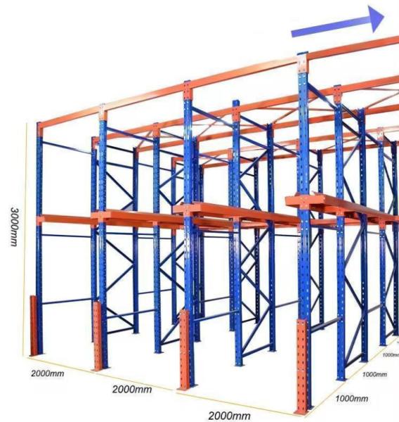 Densidade de aço Q235 Drive em vigas de estantes de paletes com superfície pintada eletrostática epoxi adaptada