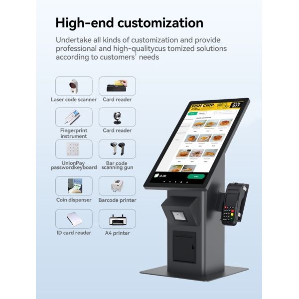 23.8 Inch Restaurant Self Service Kiosk with NFC POS Terminal LCD Android Touch Screen for Payment Self-Ordering Terminal