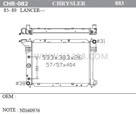 Mechanical CHRYSLER Car Engine Radiator For Lancer 85-89 Dpi 883 Sealed Type
