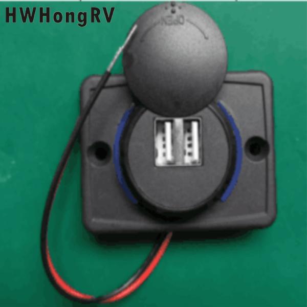 12V /24VDC Quick Charge USB Car Outlet Adapter with sliding cover RV  campervan 2 Port  USB C Car Charger Socket