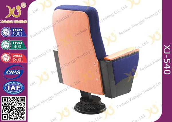Solid Wood Armrest Conference Hall Seating Floor Mouted Auditorium Chairs With Writing Pad