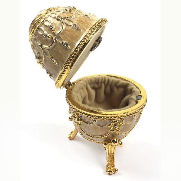 Boîte à bijoux en strass en forme d'oeuf avec doublure de velours