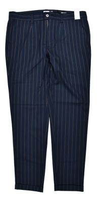 Slim Fit Custom Tailored Trousers Casual Pants Navy Stripe Breathable Anti Wrinkle