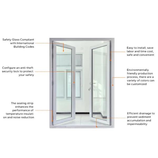 Customizable PVC Aluminum Glass Entry Door Modern With Strong Durability