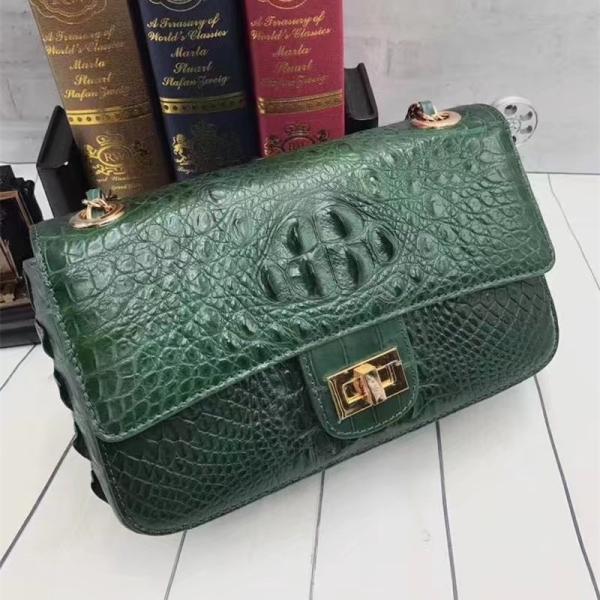 Genuine Crocodile Skin Lady Flap Purse Female Single Cross Shoulder Bag Real Alligator Leather Women's Messenger Bag
