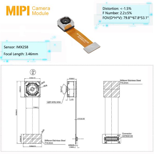 Industrial 4K 30FPS HDR Sony IMX258 Color Sensor Mini MIPI Camera Module