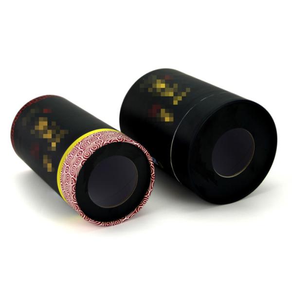 Цилиндрическое черное бумажное кофейное зерно окна ясности круга пробок, упаковывать чая