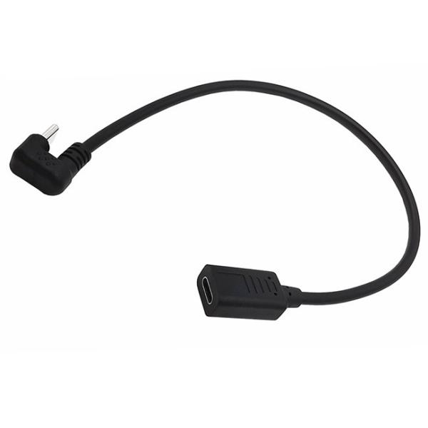 Type C Extension Cable With 90 Degree Elbow 30cm PVC Male To Female USB 3.1