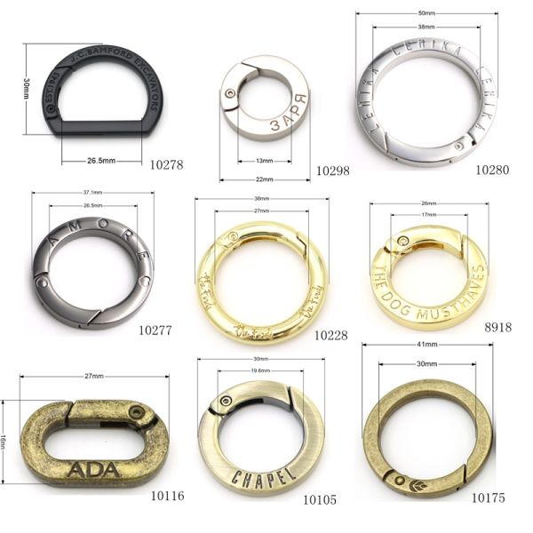 Light Gold Alloy Carabiner Leather Lanyard Accessories Spring Gate O Ring for Strap Connector