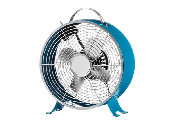 Stand Round Base Small Electric Fan Alarm Clock / Retro Metal Desk Fan