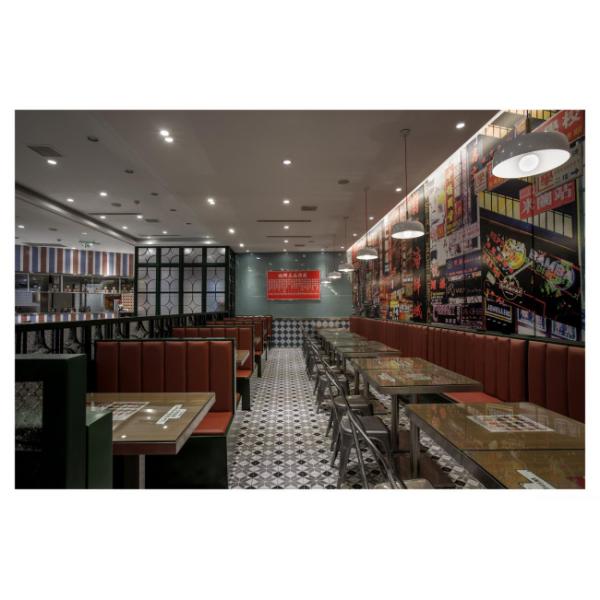 Straight Lines Leather Restaurant Wall Bench Seating Custom Size / Color Booth Sofa