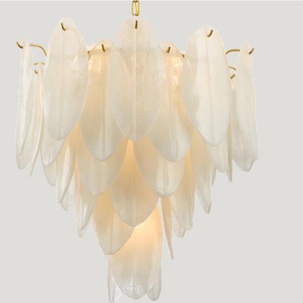 AC 220V ± 10% Support Dimmer Glass Leaves Chandelier 3D Printed Pattern for Home Decor