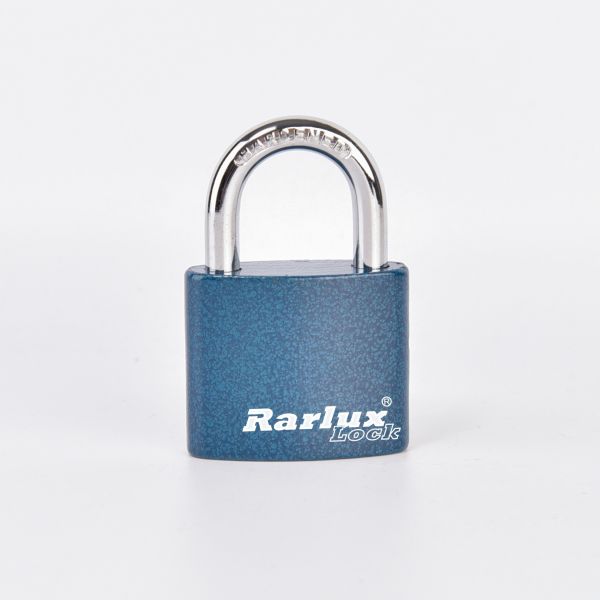 Rarlux High Security Durable Decentered Solid Blue Color Plastic Painted Hardened Steel Iron Padlock Solid Brass Cylinder Key