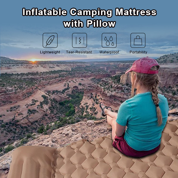 Waterproof TPU Outdoor Sleeping Pad Hiking Mat 5cm Inflatable Camping Pad