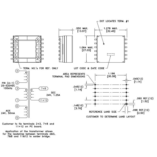 Transformador do Flyback de 750315778 SMPS para fontes de alimentação industriais e médicas