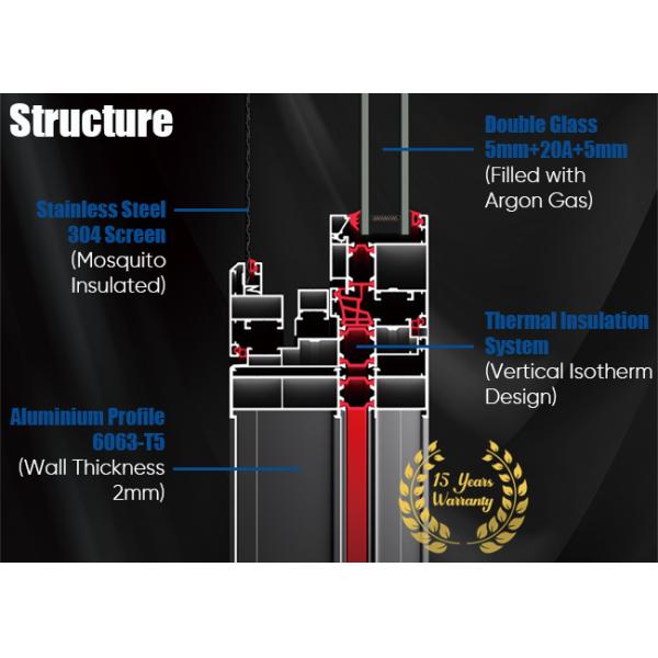 Thermal Break Structure Aluminium Casement Window With High Configuration