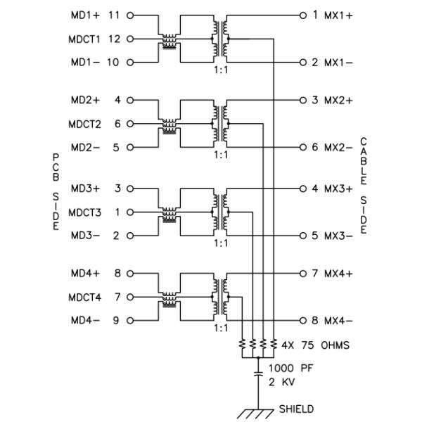EMI угла Через-Отверстия Основания-T RJ45 10/100/1000 JXK0-0136NL магнитным защищаемый правом