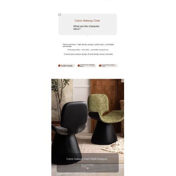 Minimalist Modern Dressing Table Makeup Vanity Chair Creative Backrest Swivel Chair Salon Accent Leisure Home Office Bedroom