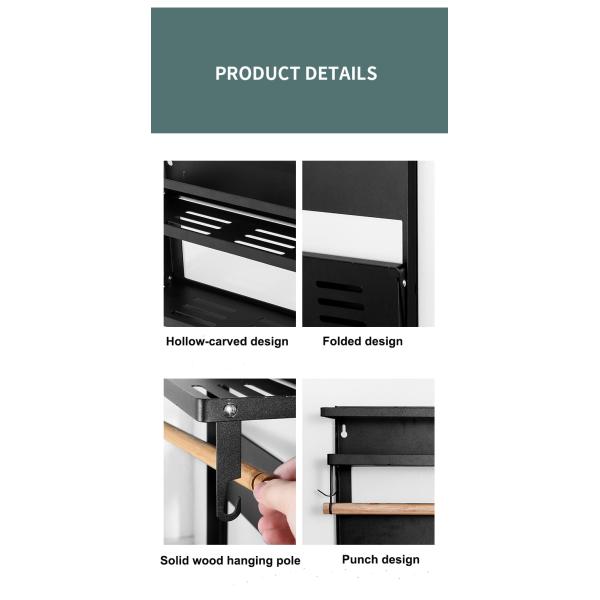 4 Tier Magnetic Fridge Organizer for Kitchen Paper Towel Holder 5 Hooks and 2.6KG Capacity