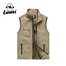 Casual Stand Collar Sleeveless Blank Wear Outdoor Utility Hunting Knitted Plus Size Waistcoat Mens Gym Mesh Vest