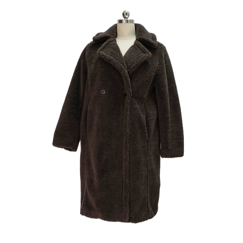 Dark Brown Soft and Plush Faux Fur Coat with Loose Straight Silhouette Teddy Overcoat