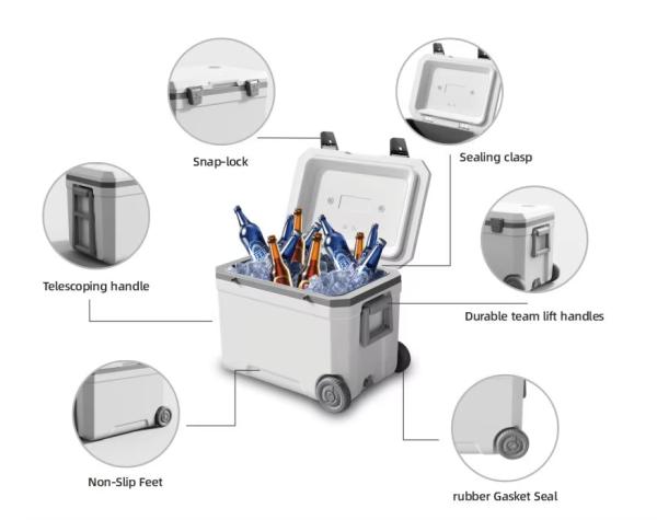 120L Plastic Ice Fishing Cooler Box with 48h Cold Storage