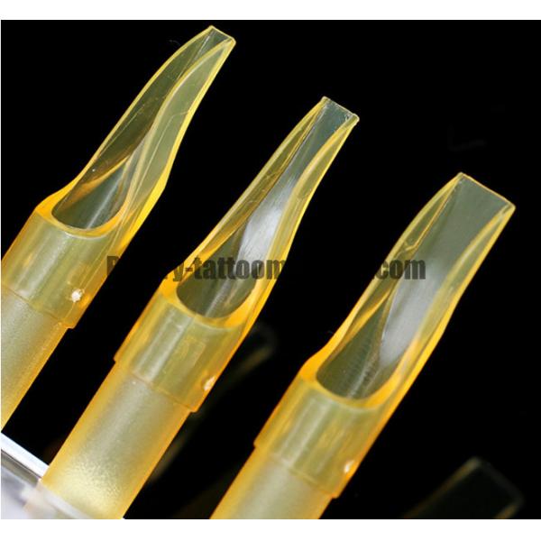 Plastic Disposable Tattoo Needle Tips , Flat  / Round Open Tattoo Tip Set Yellow Color