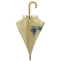 Guarda-chuva de fibra de vidro com armação de metal e abertura automática com cabo de madeira