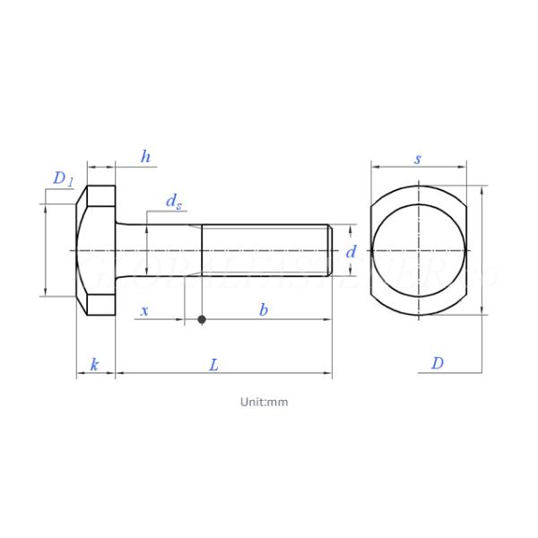 Polished Surface Carbon Steel 35K Plain T Slot Bolts M8 Class 8.8