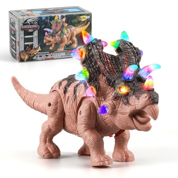 Finished Goods PVC Children's Toy Electric Dinosaur Triceratops with Sound and Light
