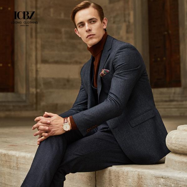2 Pieces Blazer Vest Pants Set for Men's Slim Fit Wedding Suit Business Formal Wear