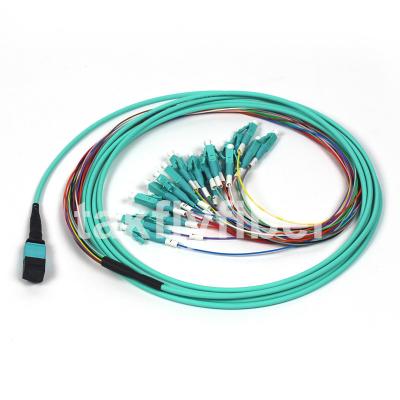 24F MTP MPO LC Breakout Cable OM3 OM4 LSZH PVC FTTH FTTB FTTX