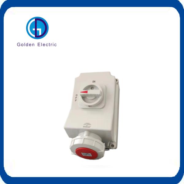 White IP67 63A Interlocked Socket Customization Small Size With Switch 3pins